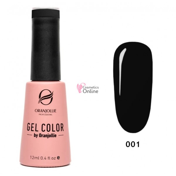 Oja semipermanenta Oranjollie Gel Color neagra 12 ml , fara Hema si TPO, nr 001